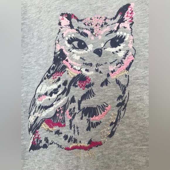 Gymboree size 7 gray sweatshirt material glam owl dress w/ pockets!! - Picture 3 of 10